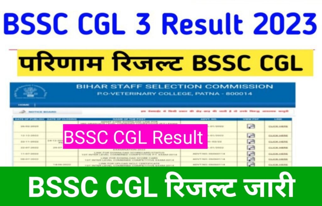BSSC CGL 3 Result Merit list